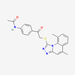 molecular formula C22H20N4O2S B7812089 N-{4-[2-({5,9-DIMETHYL-[1,2,4]TRIAZOLO[4,3-A]QUINOLIN-1-YL}SULFANYL)ACETYL]PHENYL}ACETAMIDE 