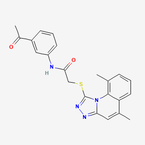 molecular formula C22H20N4O2S B7812093 N-(3-ACETYLPHENYL)-2-({5,9-DIMETHYL-[1,2,4]TRIAZOLO[4,3-A]QUINOLIN-1-YL}SULFANYL)ACETAMIDE 