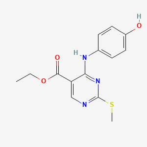 molecular formula C14H15N3O3S B7812154 Ethyl 4-((4-hydroxyphenyl)amino)-2-(methylthio)pyrimidine-5-carboxylate 