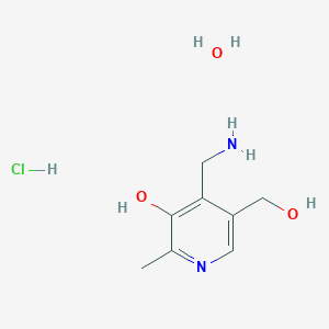 4-(Aminomethyl)-5-(hydroxymethyl)-2-methylpyridin-3-ol;hydrate;hydrochloride