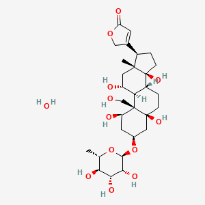 3-[(1R,3S,5S,8R,9S,10R,11R,13R,14S,17R)-1,5,11,14-tetrahydroxy-10-(hydroxymethyl)-13-methyl-3-[(2R,3R,4R,5R,6S)-3,4,5-trihydroxy-6-methyloxan-2-yl]oxy-2,3,4,6,7,8,9,11,12,15,16,17-dodecahydro-1H-cyclopenta[a]phenanthren-17-yl]-2H-furan-5-one;hydrate