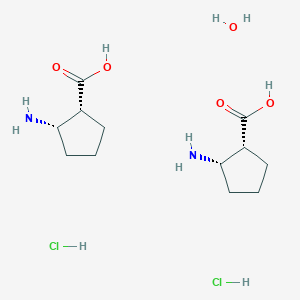 molecular formula C12H26Cl2N2O5 B7814490 cis-2-Amino-cyclopentanecarboxylic acid hydrochloride hemihydrate 