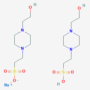 molecular formula C16H35N4NaO8S2 B7814519 Sodium;2-[4-(2-hydroxyethyl)piperazin-1-yl]ethanesulfonate;2-[4-(2-hydroxyethyl)piperazin-1-yl]ethanesulfonic acid 