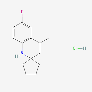 molecular formula C14H19ClFN B7814901 6'-fluoro-4'-methyl-3',4'-dihydro-1'H-spiro[cyclopentane-1,2'-quinoline] hydrochloride 
