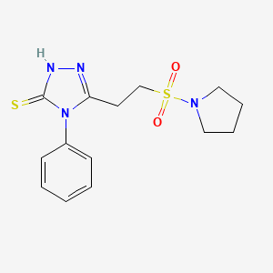 molecular formula C14H18N4O2S2 B7814923 4-phenyl-5-[2-(pyrrolidine-1-sulfonyl)ethyl]-4H-1,2,4-triazole-3-thiol 