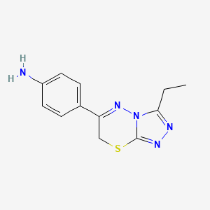 molecular formula C12H13N5S B7814935 4-{3-ethyl-7H-[1,2,4]triazolo[3,4-b][1,3,4]thiadiazin-6-yl}aniline 