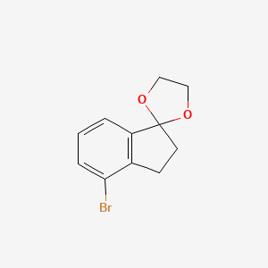 molecular formula C11H11BrO2 B7814993 4-Bromo-indan-1-one 1,2-ethanediol ketal 