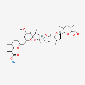 molecular formula C40H67NaO11 B7815003 sodium;2-[6-[[2-[5-[5-[6-hydroxy-6-(hydroxymethyl)-3,5-dimethyloxan-2-yl]-3-methyloxolan-2-yl]-5-methyloxolan-2-yl]-7-methoxy-2,4,6-trimethyl-1,10-dioxaspiro[4.5]decan-9-yl]methyl]-3-methyloxan-2-yl]propanoate 