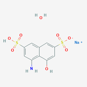 molecular formula C10H10NNaO8S2 B7815046 sodium;5-amino-4-hydroxy-7-sulfonaphthalene-2-sulfonate;hydrate 