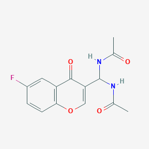molecular formula C14H13FN2O4 B7816435 N,N'-[(6-Fluoro-4-oxo-4H-1-benzopyran-3-yl)methylene]bis[acetamide] CAS No. 924858-91-3