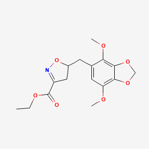 molecular formula C16H19NO7 B7816500 Ethyl 5-[(4,7-dimethoxy-1,3-benzodioxol-5-yl)methyl]-4,5-dihydroisoxazole-3-carboxylate CAS No. 924871-51-2