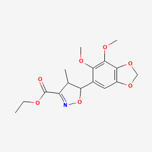 molecular formula C16H19NO7 B7816621 Ethyl 5-(6,7-dimethoxy-1,3-benzodioxol-5-yl)-4-methyl-4,5-dihydro-1,2-oxazole-3-carboxylate 