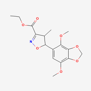 molecular formula C16H19NO7 B7816635 Ethyl 5-(4,7-dimethoxy-1,3-benzodioxol-5-yl)-4-methyl-4,5-dihydro-1,2-oxazole-3-carboxylate 