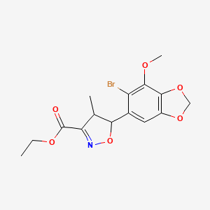 molecular formula C15H16BrNO6 B7816638 Ethyl 5-(6-bromo-7-methoxy-1,3-benzodioxol-5-yl)-4-methyl-4,5-dihydro-1,2-oxazole-3-carboxylate 