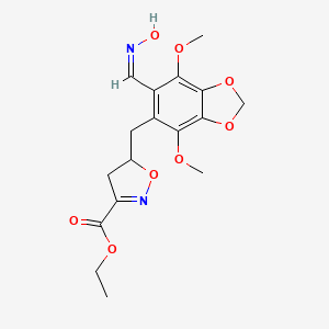 molecular formula C17H20N2O8 B7816705 ETHYL 5-({6-[(Z)-(HYDROXYIMINO)METHYL]-4,7-DIMETHOXY-2H-1,3-BENZODIOXOL-5-YL}METHYL)-4,5-DIHYDRO-1,2-OXAZOLE-3-CARBOXYLATE 