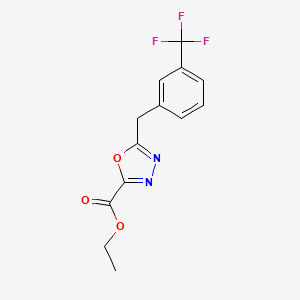 molecular formula C13H11F3N2O3 B7816950 ethyl 5-{[3-(trifluoromethyl)phenyl]methyl}-1,3,4-oxadiazole-2-carboxylate 