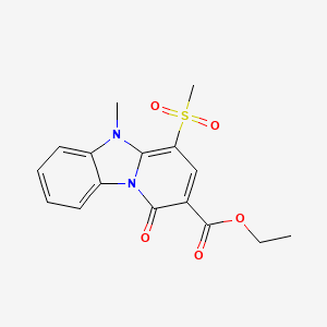 molecular formula C16H16N2O5S B7817343 Ethyl 5-methyl-4-(methylsulfonyl)-1-oxo-1,5-dihydropyrido[1,2-a]benzimidazole-2-carboxylate 