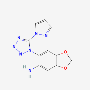molecular formula C11H9N7O2 B7817419 6-[5-(1H-pyrazol-1-yl)-1H-tetrazol-1-yl]-1,3-benzodioxol-5-amine 