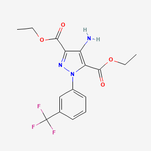 molecular formula C16H16F3N3O4 B7817534 diethyl 4-amino-1-[3-(trifluoromethyl)phenyl]-1H-pyrazole-3,5-dicarboxylate 