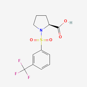 molecular formula C12H12F3NO4S B7817699 Proline, 1-[[3-(trifluoromethyl)phenyl]sulfonyl]- 