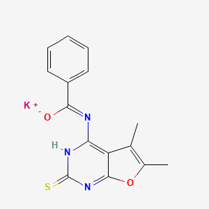 molecular formula C15H12KN3O2S B7817884 potassium;(Z)-N-(5,6-dimethyl-2-sulfanylidene-3H-furo[2,3-d]pyrimidin-4-yl)benzenecarboximidate 