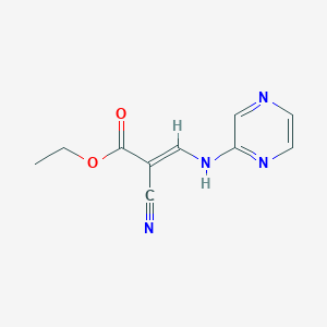 molecular formula C10H10N4O2 B7818072 Ethyl 2-cyano-3-(pyrazin-2-ylamino)acrylate 