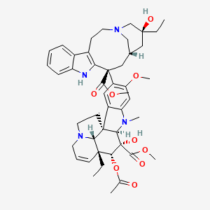 molecular formula C46H58N4O9 B7818306 methyl (1R,9R,10S,11R,12R,19R)-11-acetyloxy-12-ethyl-4-[(13S,15S,17S)-17-ethyl-17-hydroxy-13-methoxycarbonyl-1,11-diazatetracyclo[13.3.1.04,12.05,10]nonadeca-4(12),5,7,9-tetraen-13-yl]-10-hydroxy-5-methoxy-8-methyl-8,16-diazapentacyclo[10.6.1.01,9.02,7.016,19]nonadeca-2,4,6,13-tetraene-10-carboxylate 
