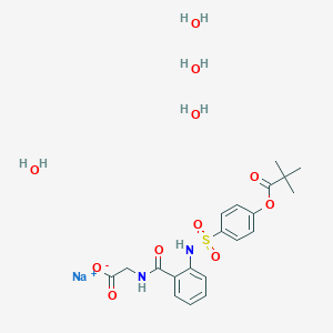 molecular formula C20H29N2NaO11S B7818615 sodium;2-[[2-[[4-(2,2-dimethylpropanoyloxy)phenyl]sulfonylamino]benzoyl]amino]acetate;tetrahydrate 