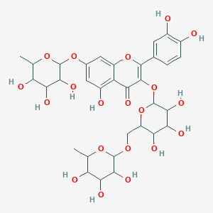 2-(3,4-Dihydroxyphenyl)-5-hydroxy-7-(3,4,5-trihydroxy-6-methyloxan-2-yl)oxy-3-[3,4,5-trihydroxy-6-[(3,4,5-trihydroxy-6-methyloxan-2-yl)oxymethyl]oxan-2-yl]oxychromen-4-one