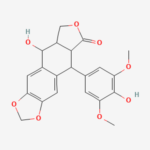 molecular formula C21H20O8 B7819687 (5S,5aR,8aR,9R)-5-hydroxy-9-(4-hydroxy-3,5-dimethoxyphenyl)-5a,6,8a,9-tetrahydro-5H-[2]benzofuro[5,6-f][1,3]benzodioxol-8-one 