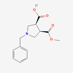 molecular formula C14H17NO4 B7819752 (cis-racemic)-1-Benzylpyrrolidine-3,4-dicarboxylic acid monomethyl ester 