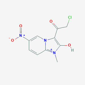 molecular formula C10H9ClN3O4+ B078199 2-Chloro-1-(2-hydroxy-1-methyl-6-nitroimidazo[1,2-a]pyridin-1-ium-3-yl)ethanone CAS No. 11070-38-5