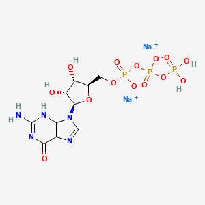 molecular formula C10H14N5Na2O14P3 B7821416 disodium;[[(2R,3S,4R,5R)-5-(2-amino-6-oxo-3H-purin-9-yl)-3,4-dihydroxyoxolan-2-yl]methoxy-oxidophosphoryl] phosphono phosphate 