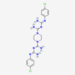 molecular formula C20H24Cl2N10 B7822345 1-N',4-N'-bis[N'-(4-chlorophenyl)carbamimidoyl]piperazine-1,4-dicarboximidamide 