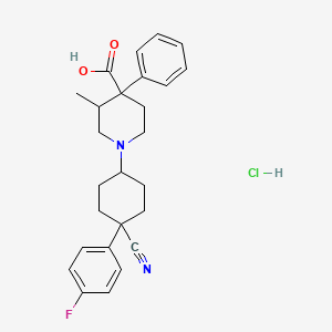 molecular formula C26H30ClFN2O2 B7823791 1-[4-Cyano-4-(4-fluorophenyl)cyclohexyl]-3-methyl-4-phenylpiperidine-4-carboxylic acid monohydrochloride CAS No. 80185-65-5