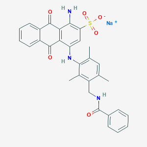 molecular formula C31H26N3NaO6S B7824824 sodium;1-amino-4-[3-(benzamidomethyl)-2,4,6-trimethylanilino]-9,10-dioxoanthracene-2-sulfonate 