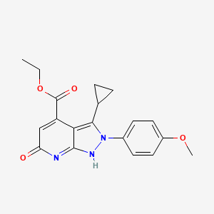 molecular formula C19H19N3O4 B7825736 ethyl 3-cyclopropyl-2-(4-methoxyphenyl)-6-oxo-1H-pyrazolo[3,4-b]pyridine-4-carboxylate 