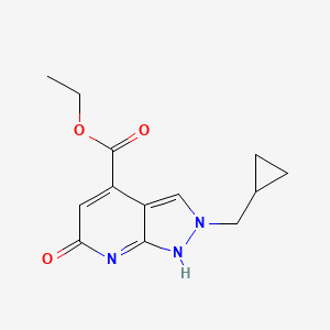 molecular formula C13H15N3O3 B7825747 ethyl 2-(cyclopropylmethyl)-6-oxo-1H-pyrazolo[3,4-b]pyridine-4-carboxylate 