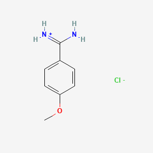 molecular formula C8H11ClN2O B7825831 [amino-(4-methoxyphenyl)methylidene]azanium;chloride 