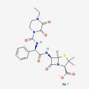 molecular formula C23H26N5NaO7S B7826115 sodium;(2S,5R,6R)-6-[[(2R)-2-[(4-ethyl-2,3-dioxopiperazine-1-carbonyl)amino]-2-phenylacetyl]amino]-3,3-dimethyl-7-oxo-4-thia-1-azabicyclo[3.2.0]heptane-2-carboxylate 
