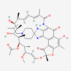 molecular formula C46H62N4O11 B7826120 [(7S,9E,11S,12R,13S,14R,15R,16R,17S,18S,19E,21E)-2,15,17-trihydroxy-11-methoxy-3,7,12,14,16,18,22-heptamethyl-1'-(2-methylpropyl)-6,23,32-trioxospiro[8,33-dioxa-24,27,29-triazapentacyclo[23.6.1.14,7.05,31.026,30]tritriaconta-1(31),2,4,9,19,21,25,29-octaene-28,4'-piperidine]-13-yl] acetate 