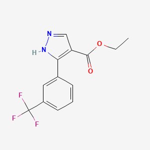 molecular formula C13H11F3N2O2 B7826170 ethyl 5-[3-(trifluoromethyl)phenyl]-1H-pyrazole-4-carboxylate 