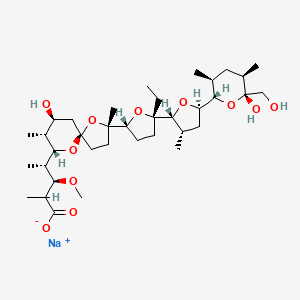molecular formula C36H61NaO11 B7826265 sodium;(3R,4S)-4-[(2S,5R,7S,8R,9S)-2-[(2R,5S)-5-ethyl-5-[(2R,3S,5R)-5-[(2S,3S,5R,6R)-6-hydroxy-6-(hydroxymethyl)-3,5-dimethyloxan-2-yl]-3-methyloxolan-2-yl]oxolan-2-yl]-7-hydroxy-2,8-dimethyl-1,10-dioxaspiro[4.5]decan-9-yl]-3-methoxy-2-methylpentanoate 
