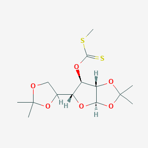 molecular formula C14H22O6S2 B7826326 O-[(3aR,5R,6R,6aS)-5-(2,2-dimethyl-1,3-dioxolan-4-yl)-2,2-dimethyl-3a,5,6,6a-tetrahydrofuro[2,3-d][1,3]dioxol-6-yl] methylsulfanylmethanethioate 