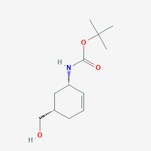 molecular formula C12H21NO3 B7826650 tert-Butyl cis-(5-hydroxymethyl)-cyclohex-2-enylcarbamate 