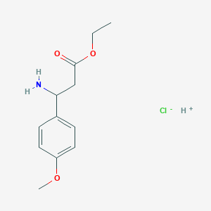 molecular formula C12H18ClNO3 B7827012 Ethyl 3-amino-3-(4-methoxyphenyl)propanoate;hydron;chloride 