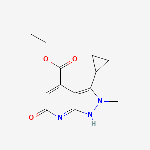 molecular formula C13H15N3O3 B7827594 ethyl 3-cyclopropyl-2-methyl-6-oxo-1H-pyrazolo[3,4-b]pyridine-4-carboxylate 