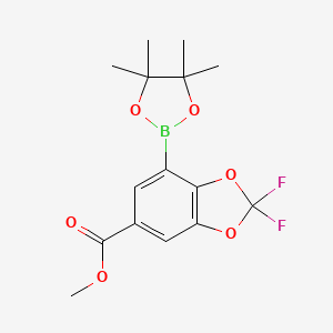 molecular formula C15H17BF2O6 B7827682 Methyl 2,2-difluoro-7-(4,4,5,5-tetramethyl-1,3,2-dioxaborolan-2-yl)-1,3-benzodioxole-5-carboxylate 