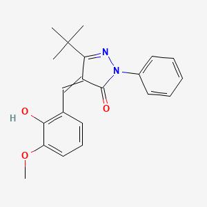 molecular formula C21H22N2O3 B7828067 3-tert-butyl-4-[(2-hydroxy-3-methoxyphenyl)methylidene]-1-phenyl-4,5-dihydro-1H-pyrazol-5-one 