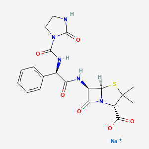 molecular formula C20H22N5NaO6S B7828487 sodium;(2S,5R,6R)-3,3-dimethyl-7-oxo-6-[[(2R)-2-[(2-oxoimidazolidine-1-carbonyl)amino]-2-phenylacetyl]amino]-4-thia-1-azabicyclo[3.2.0]heptane-2-carboxylate 